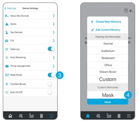 Mask mode on Thrive app